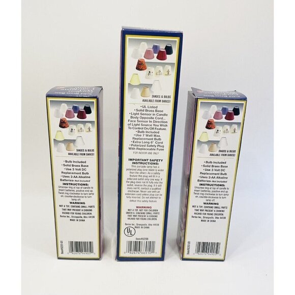 Darice Sensor Welcome Candle Lamps Solid Brass Base with Bulbs Set of 3 - Picture 5 of 6